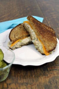 Tuna Melt sandwich on white plate