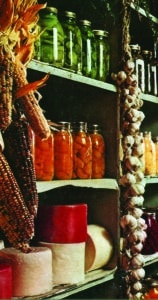 food storage items on shelves