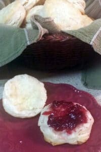 sourdough biscuit with jelly on plate