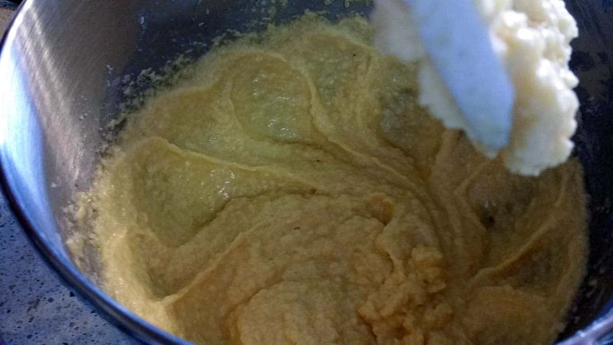 Butter and sugar creamed together in mixer bowl.