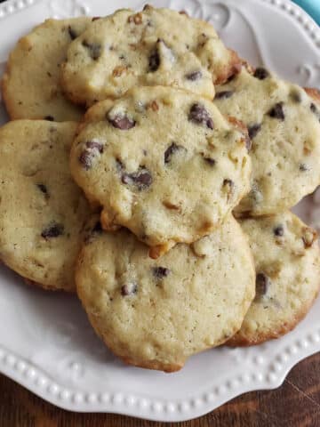 Sourdough Chocolate Chip cookies on white plate